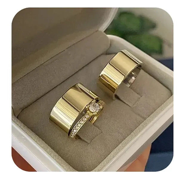 Par de Alianças Reta 10mm+Solitario💍