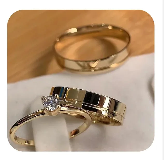 Par de Alianças 6mm Reta C\ Friso lateral + aparador 💍