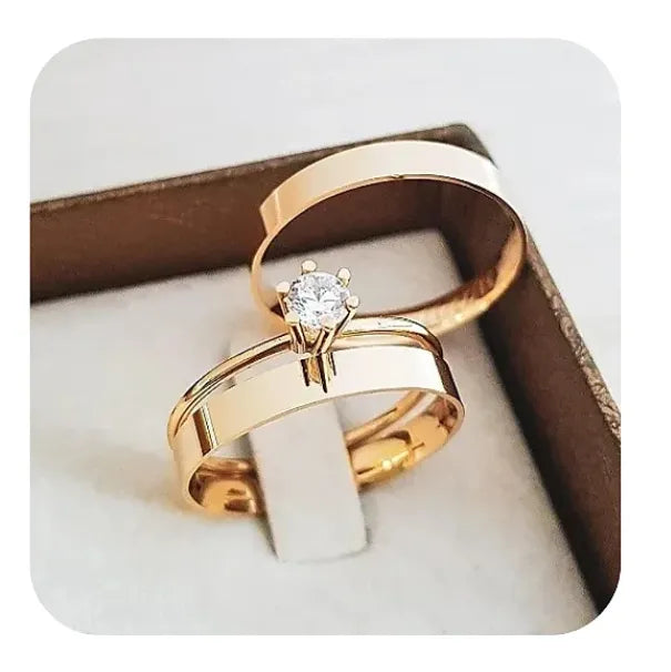 Par de Alianças Reta 4mm+Solitario de brinde💍