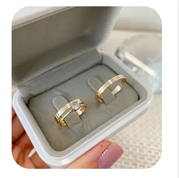 Par de Alianças Reta 2mm+ Solitario de brinde💍💎