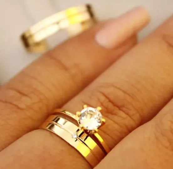 Par de Alianças Rio de Janeiro 6mm + Solitario 💍