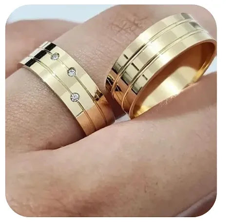 Par de Alianças Barcelona 9mm + Solitario 💍