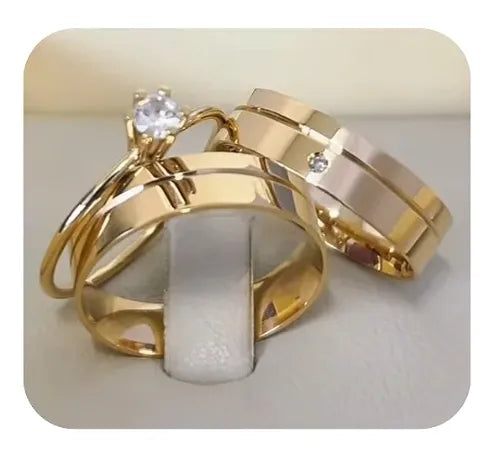 Par de Alianças Stella Mares 6mm+Solitario 💍