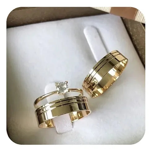 Par de Alianças 2 Frisos 8mm+Solitario de brinde💍