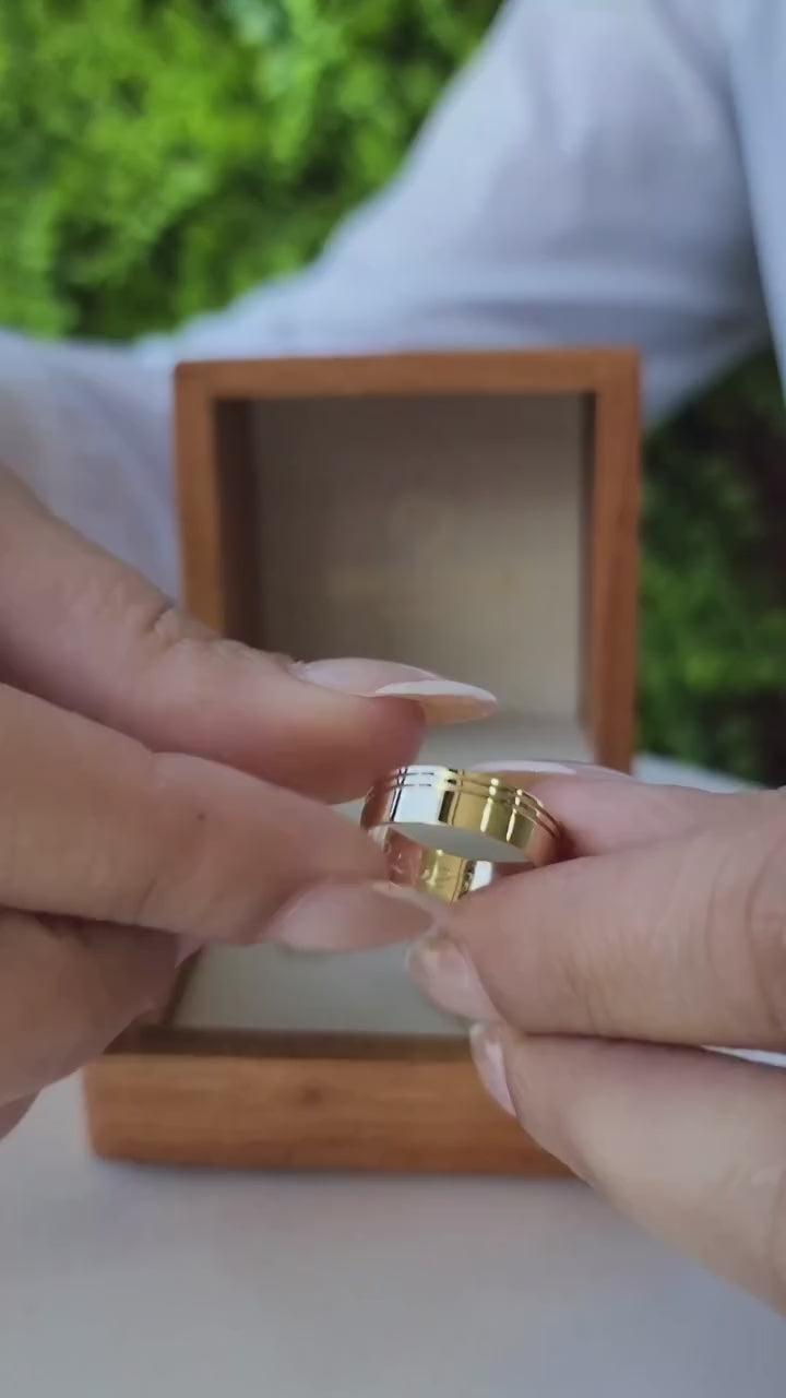 Par de Alianças 2 Frisos 8mm+Solitario de brinde💍