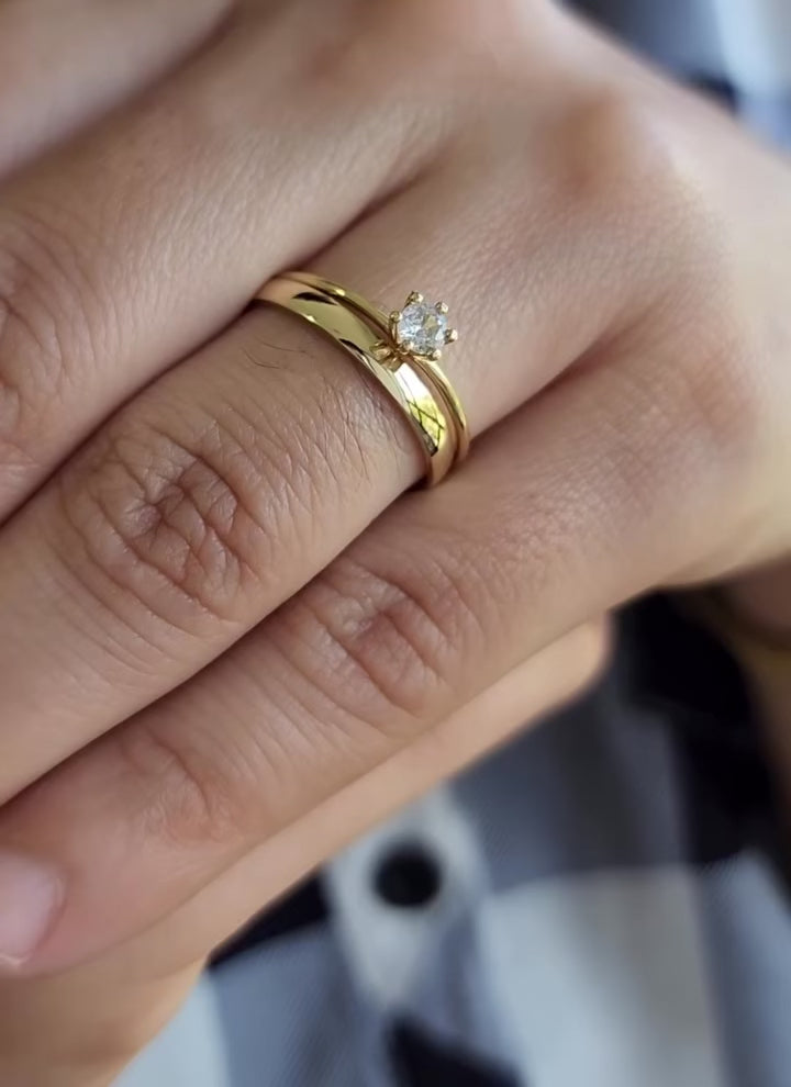 Par de Alianças boleada 3mm + Solitario 💍